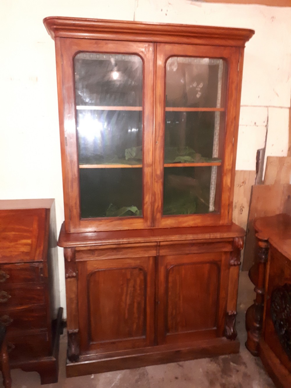 Good Mid-19th century mahogany library bookcase cabinet.  View II