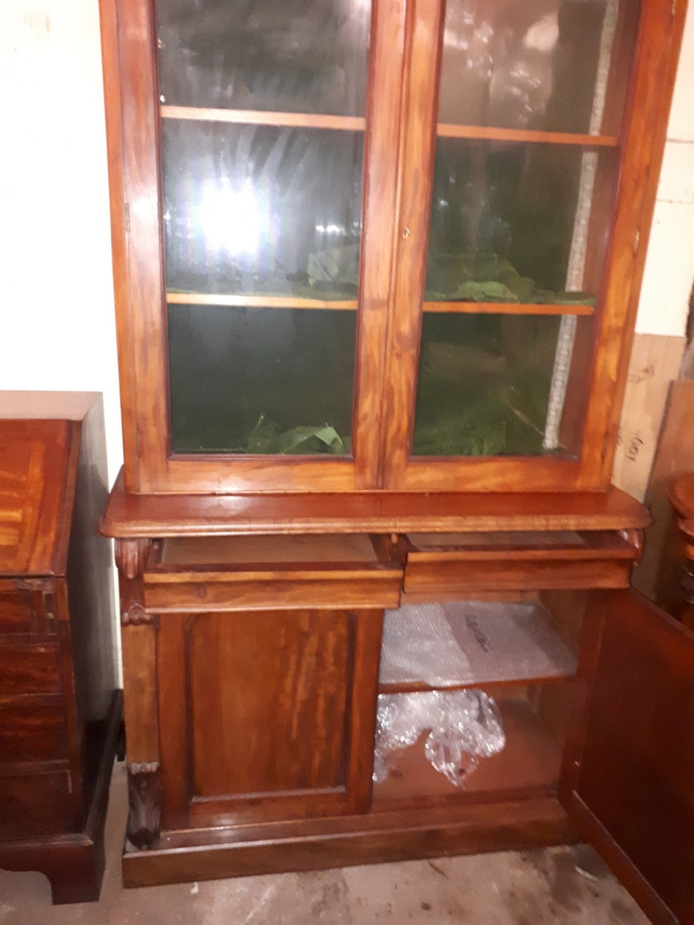 Good Mid-19th century mahogany library bookcase cabinet.  View IV