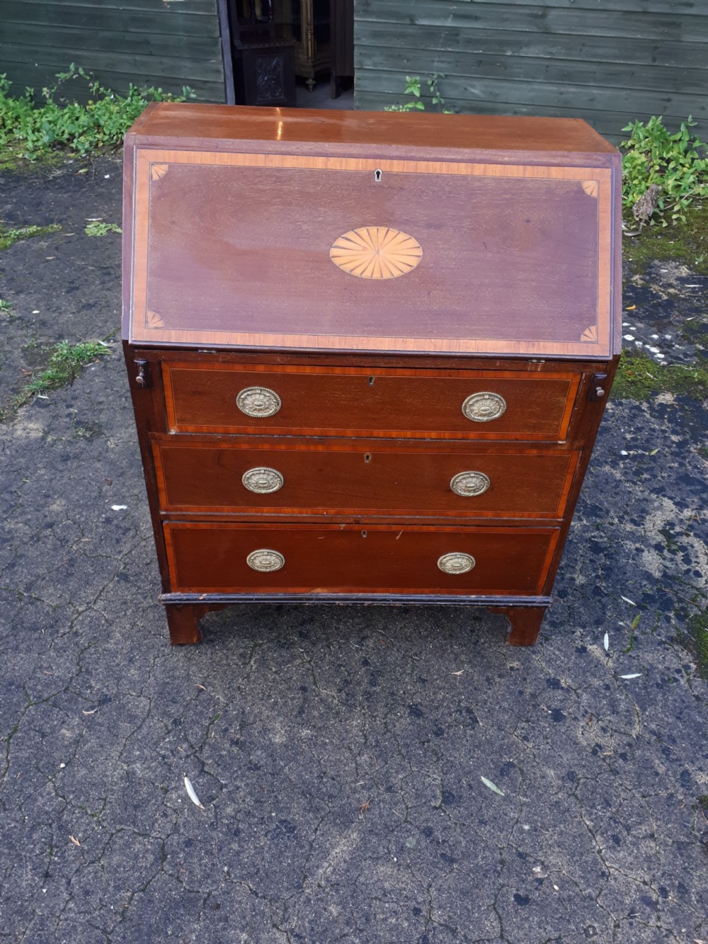 Edwardian inlaid mahogany writing bureau