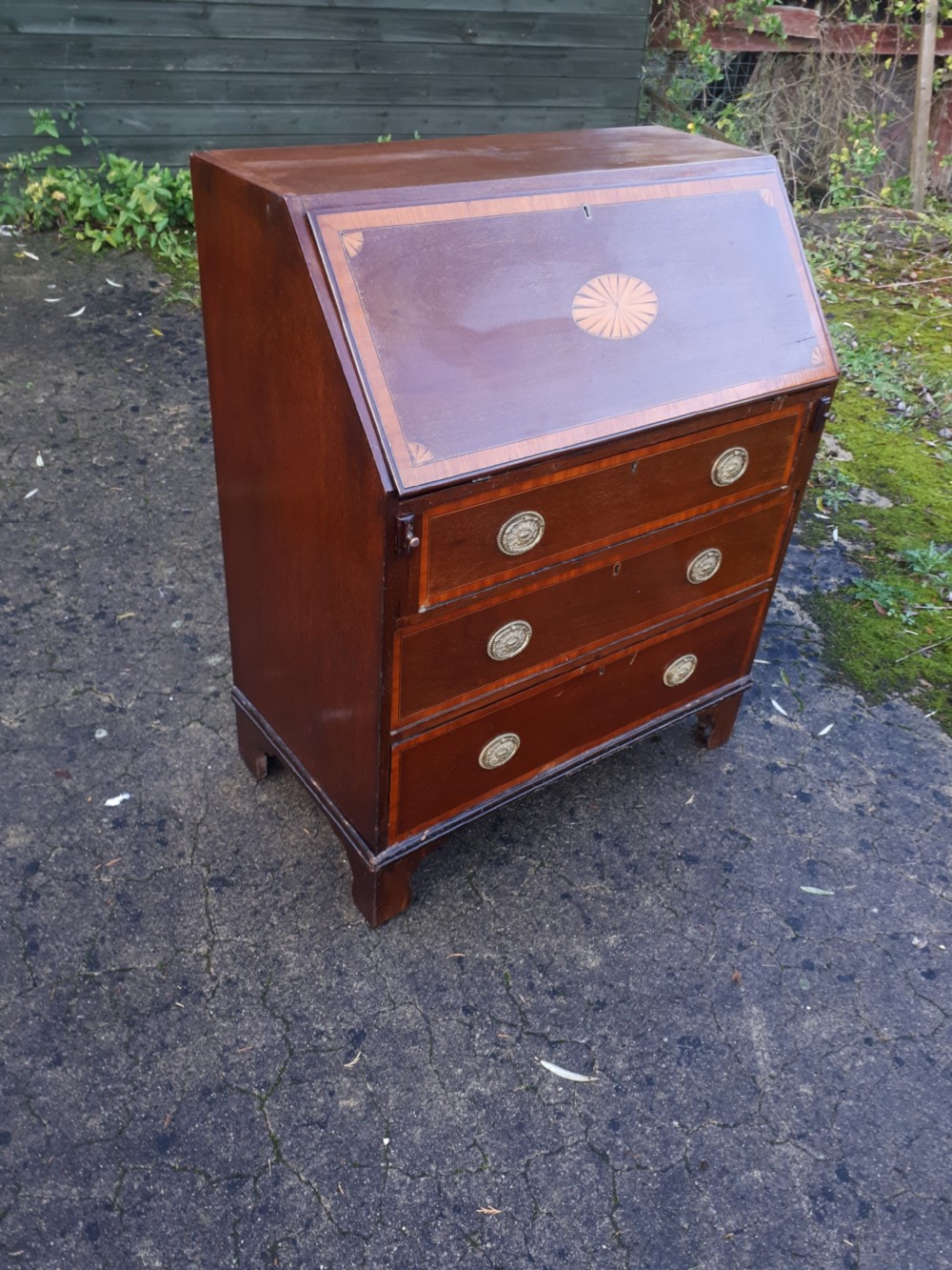 Edwardian inlaid mahogany writing bureau View II