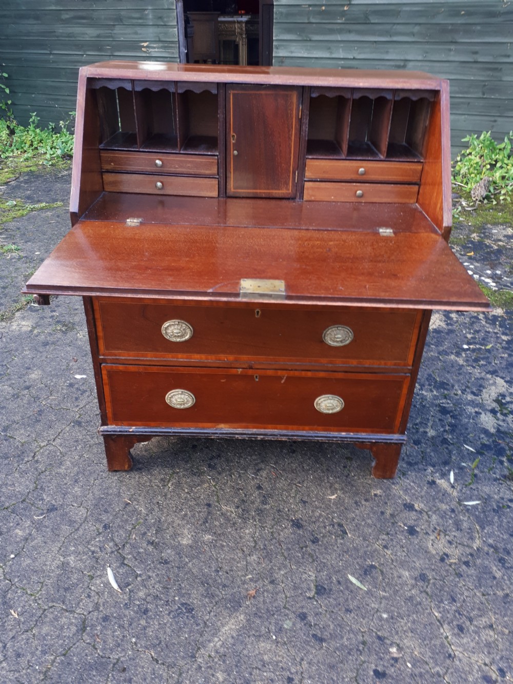Edwardian inlaid mahogany writing bureau View V