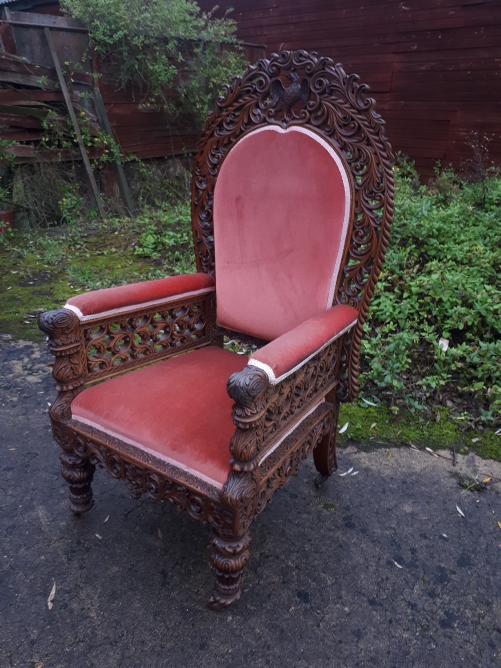 Large 19th century carved Anglo Indian armchair View II