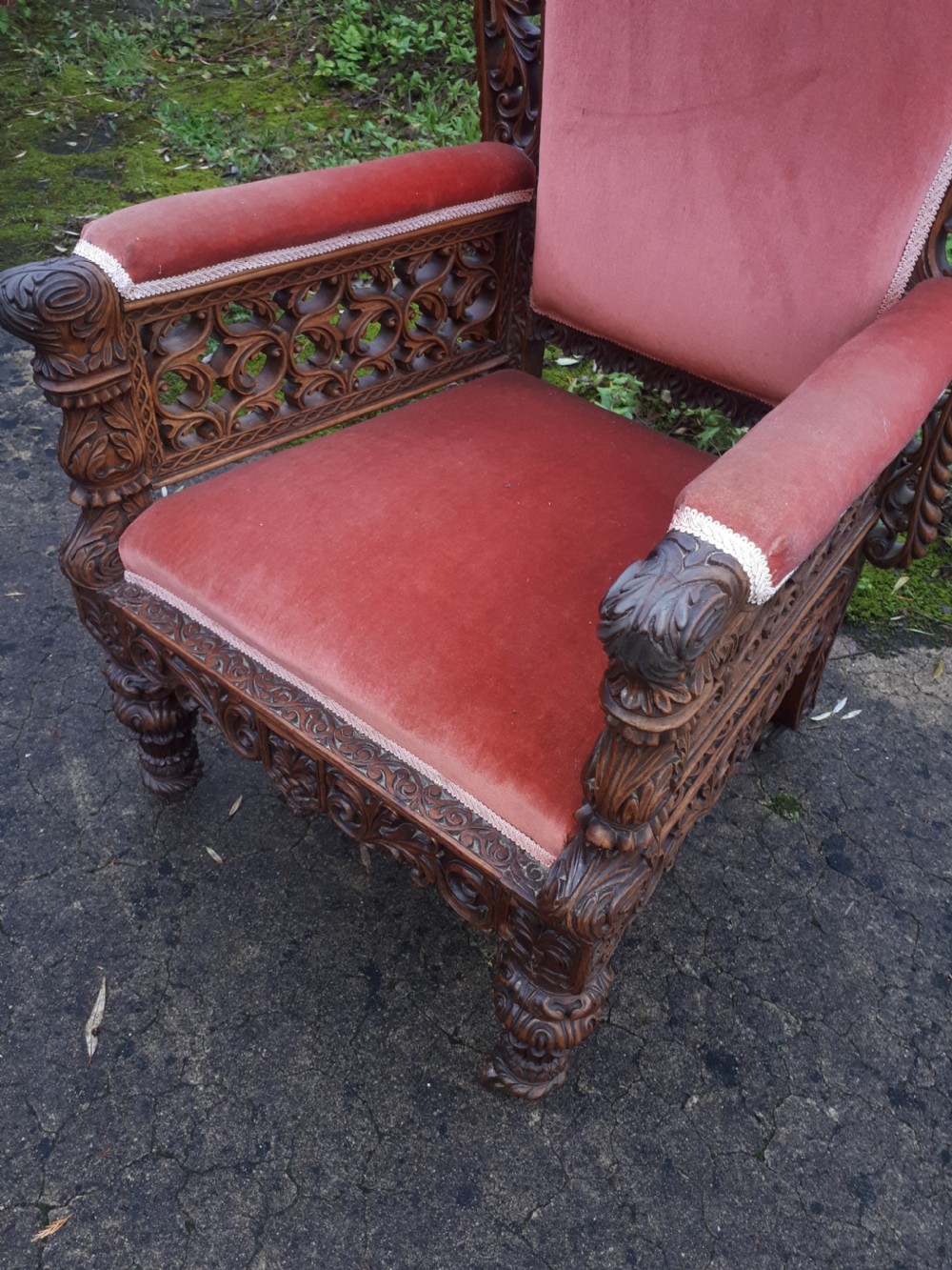 Large 19th century carved Anglo Indian armchair View IV