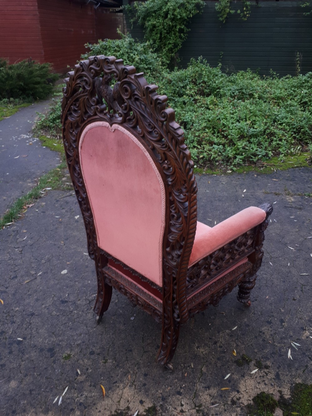 Large 19th century carved Anglo Indian armchair View V