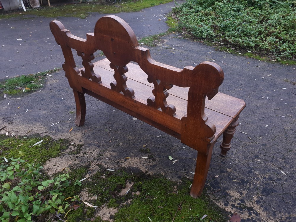 Victorian oak hall seat bench View IV