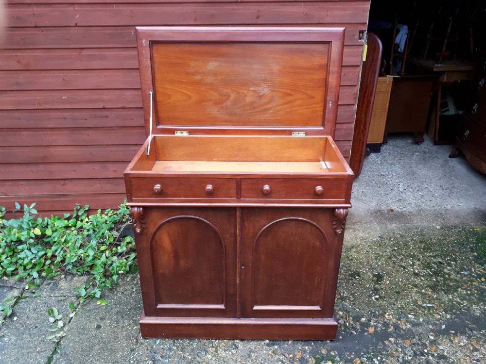 Useful and unusual Victorian cupboard with lift up top  View IV