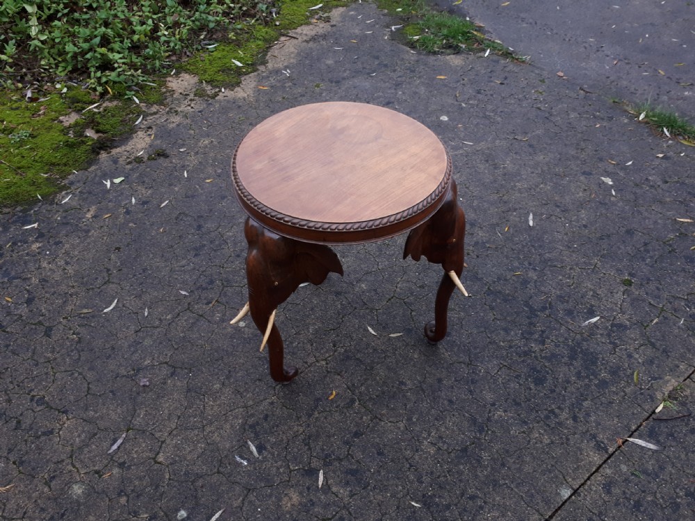 Early 20th century carved Elephant occasional table  View II