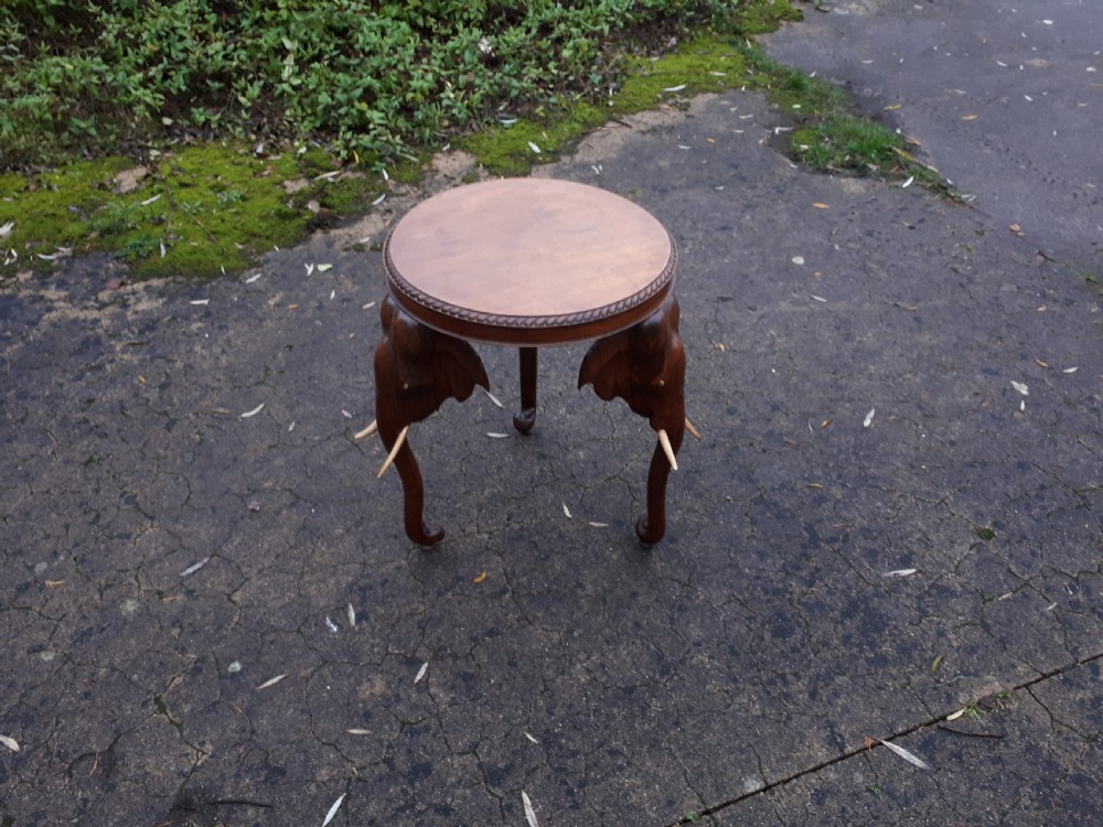 Early 20th century carved Elephant occasional table  View IV