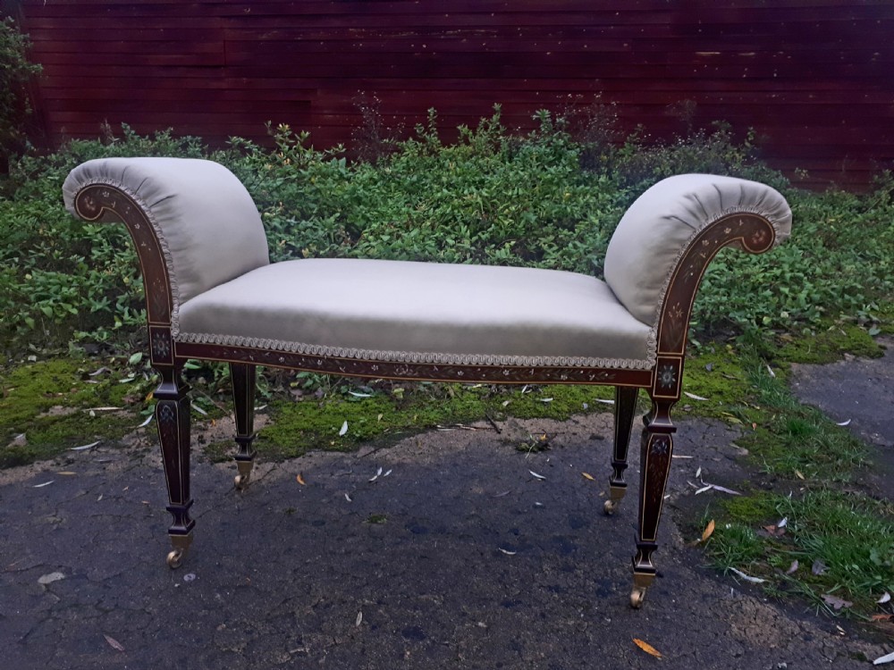 Pretty  Edwardian painted mahogany window seat