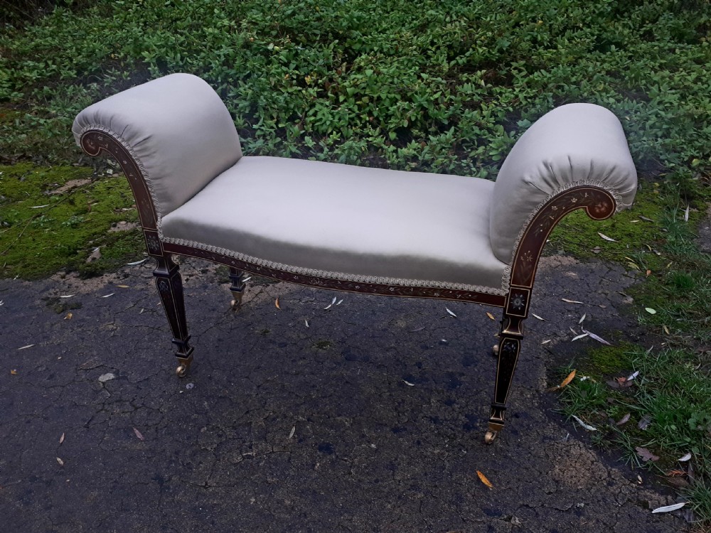Pretty  Edwardian painted mahogany window seat View IV
