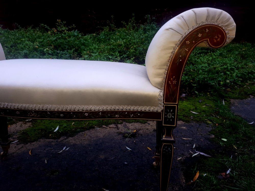 Pretty  Edwardian painted mahogany window seat View V