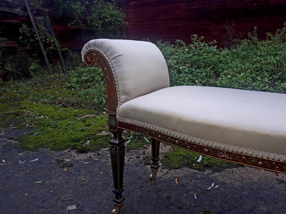 Pretty  Edwardian painted mahogany window seat View VI