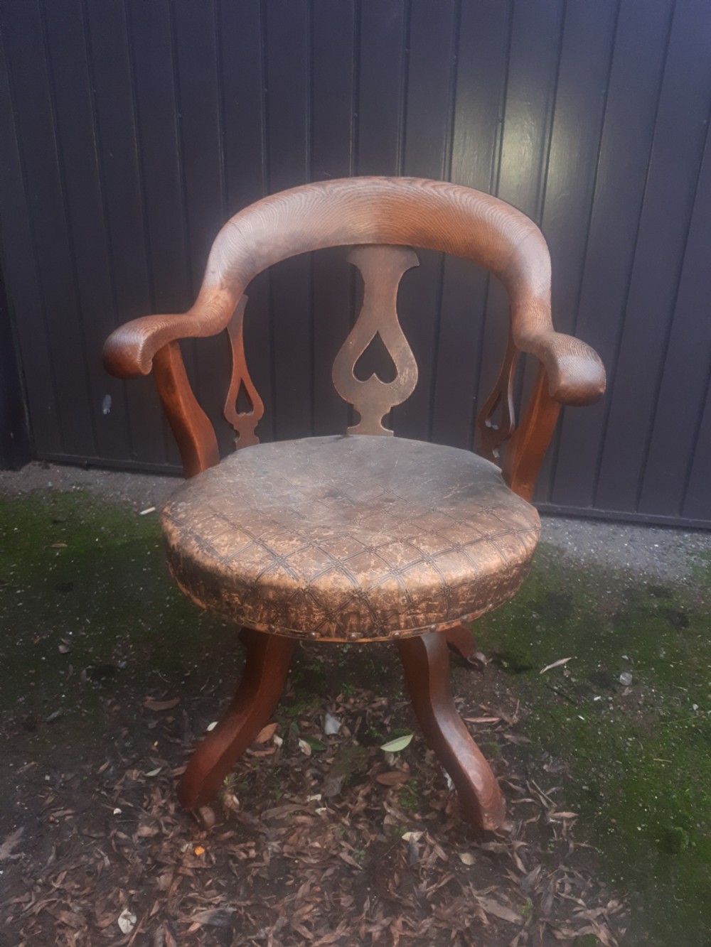 Victorian oak revolving desk armchair 