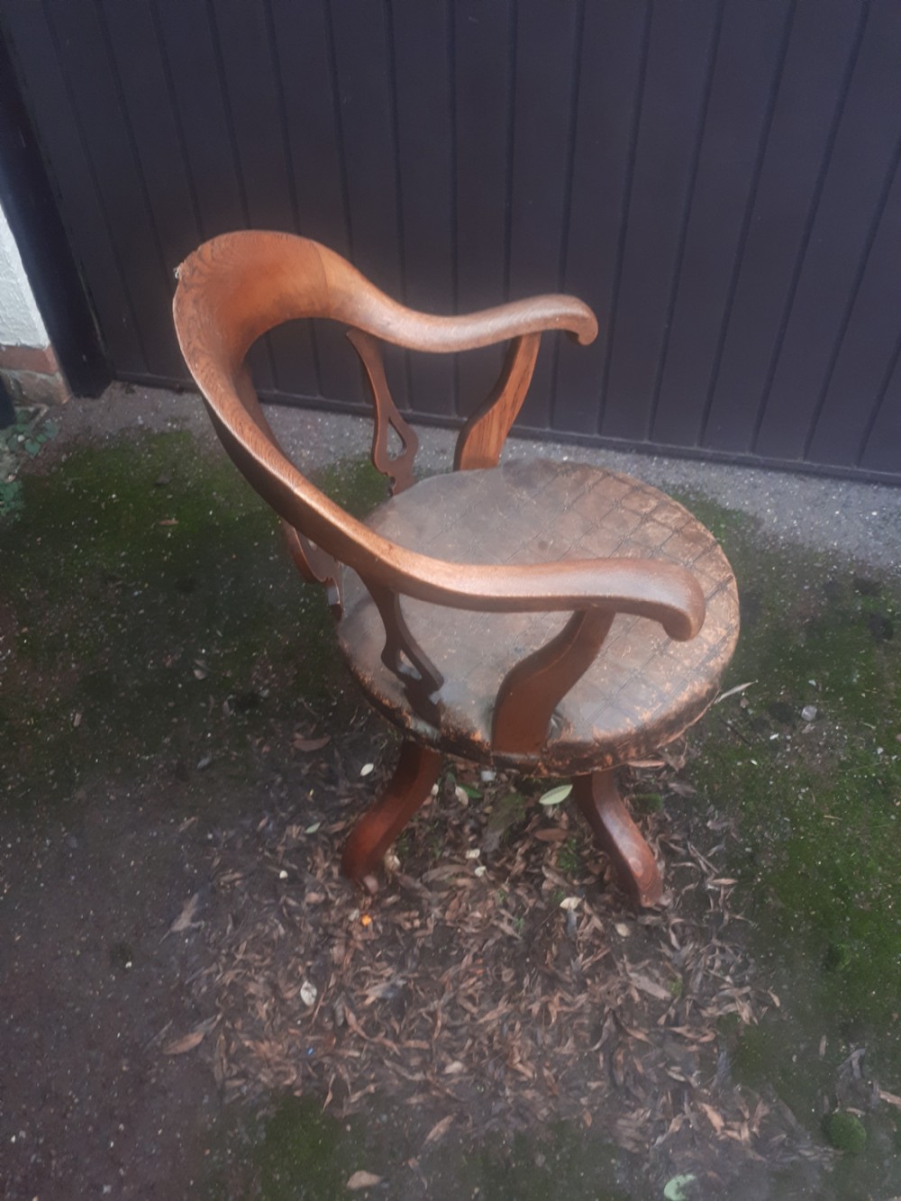 Victorian oak revolving desk armchair  View III