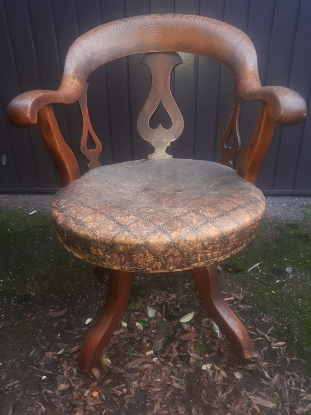 Victorian oak revolving desk armchair  View IV