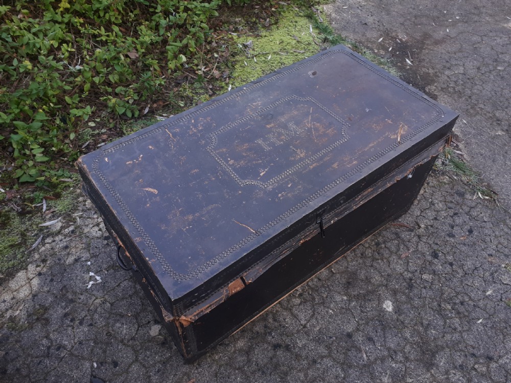 Leather covered camphor wood campaign chest