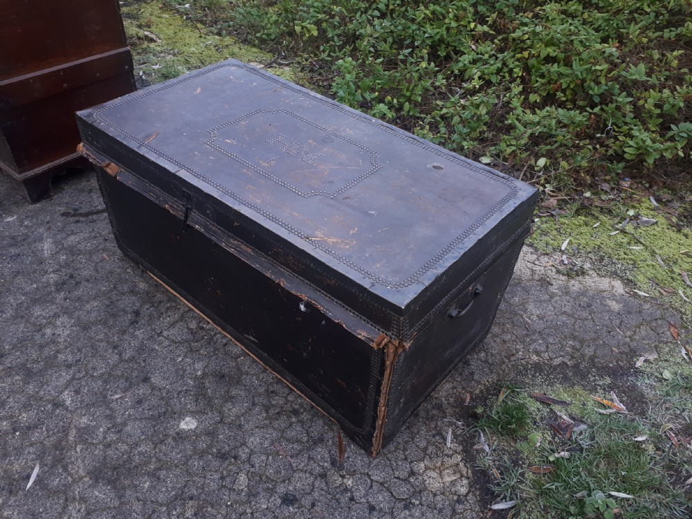Leather covered camphor wood campaign chest View IV