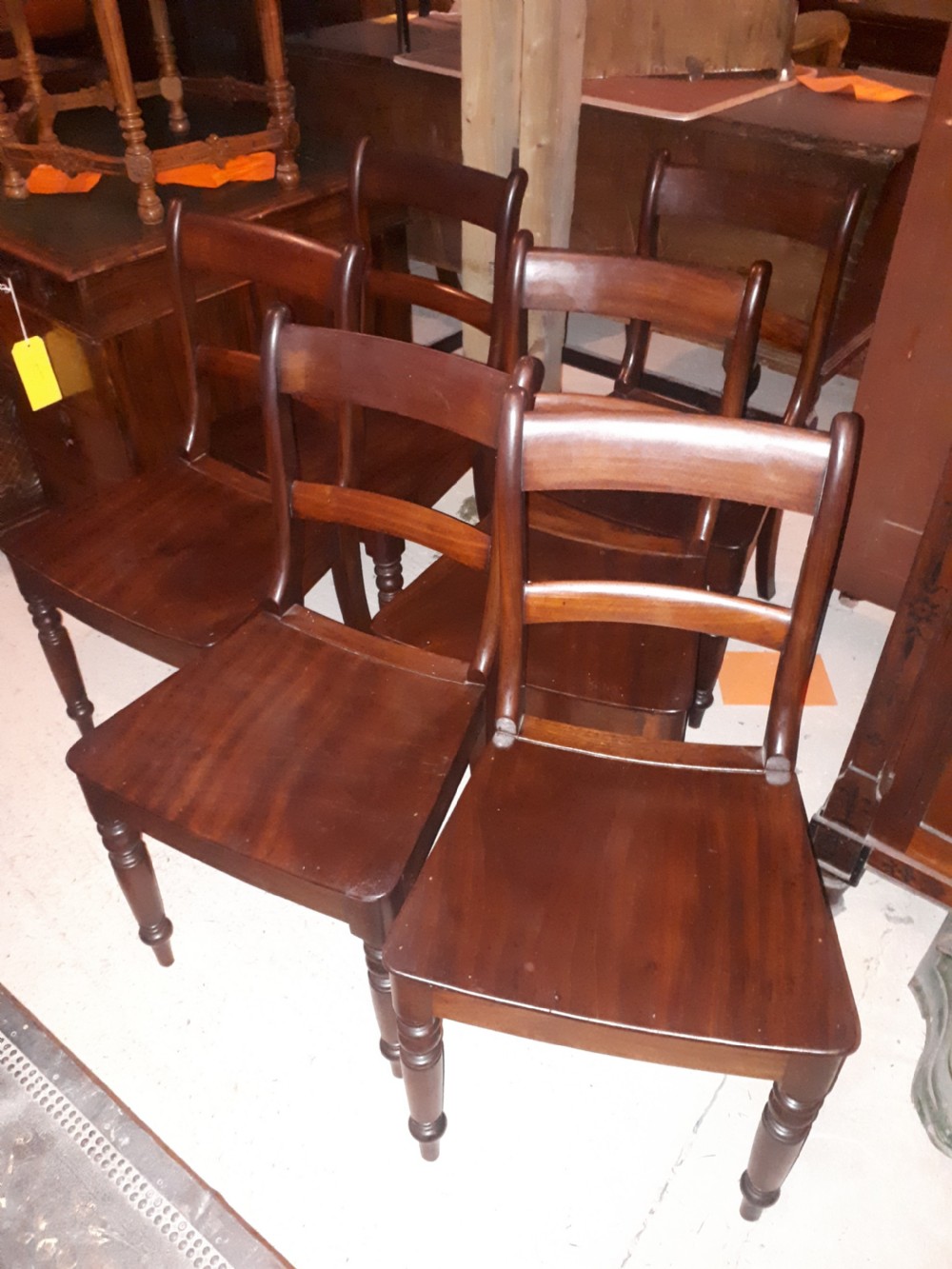 Good set of Regency mahogany all wood dining chairs 