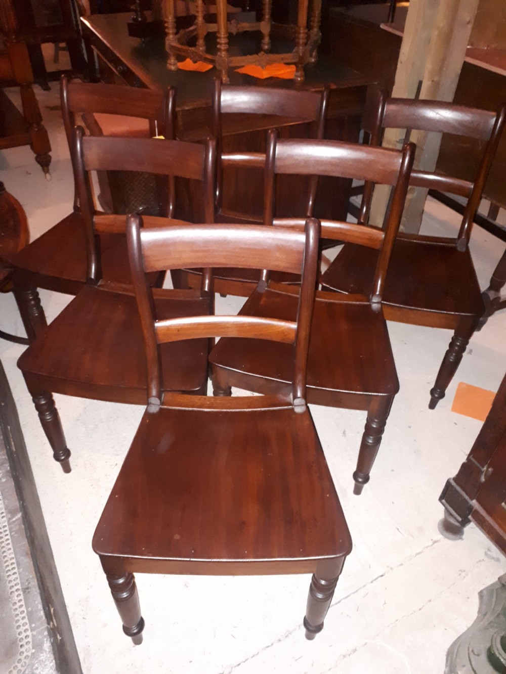 Good set of Regency mahogany all wood dining chairs  View IV