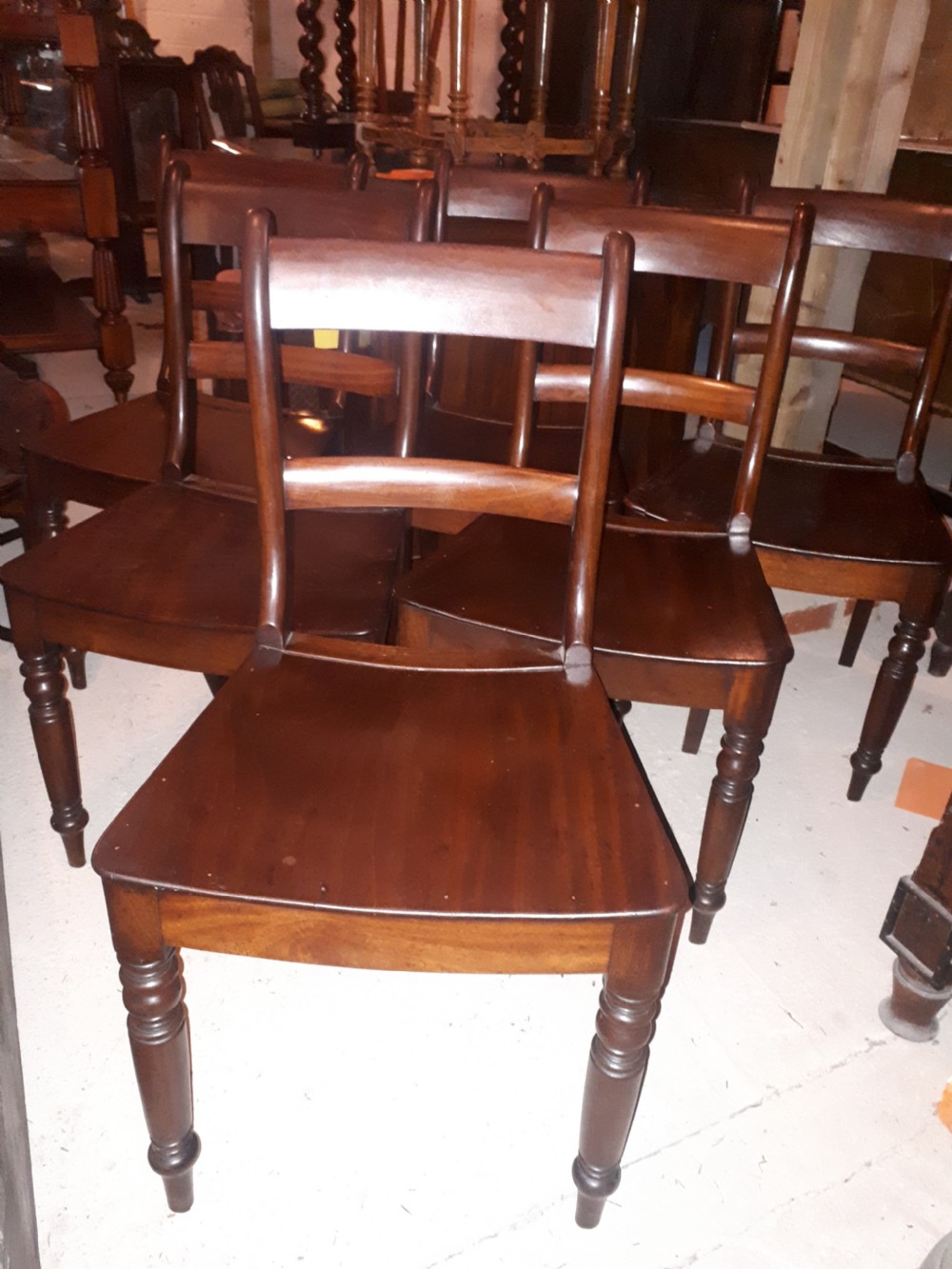 Good set of Regency mahogany all wood dining chairs  View VI