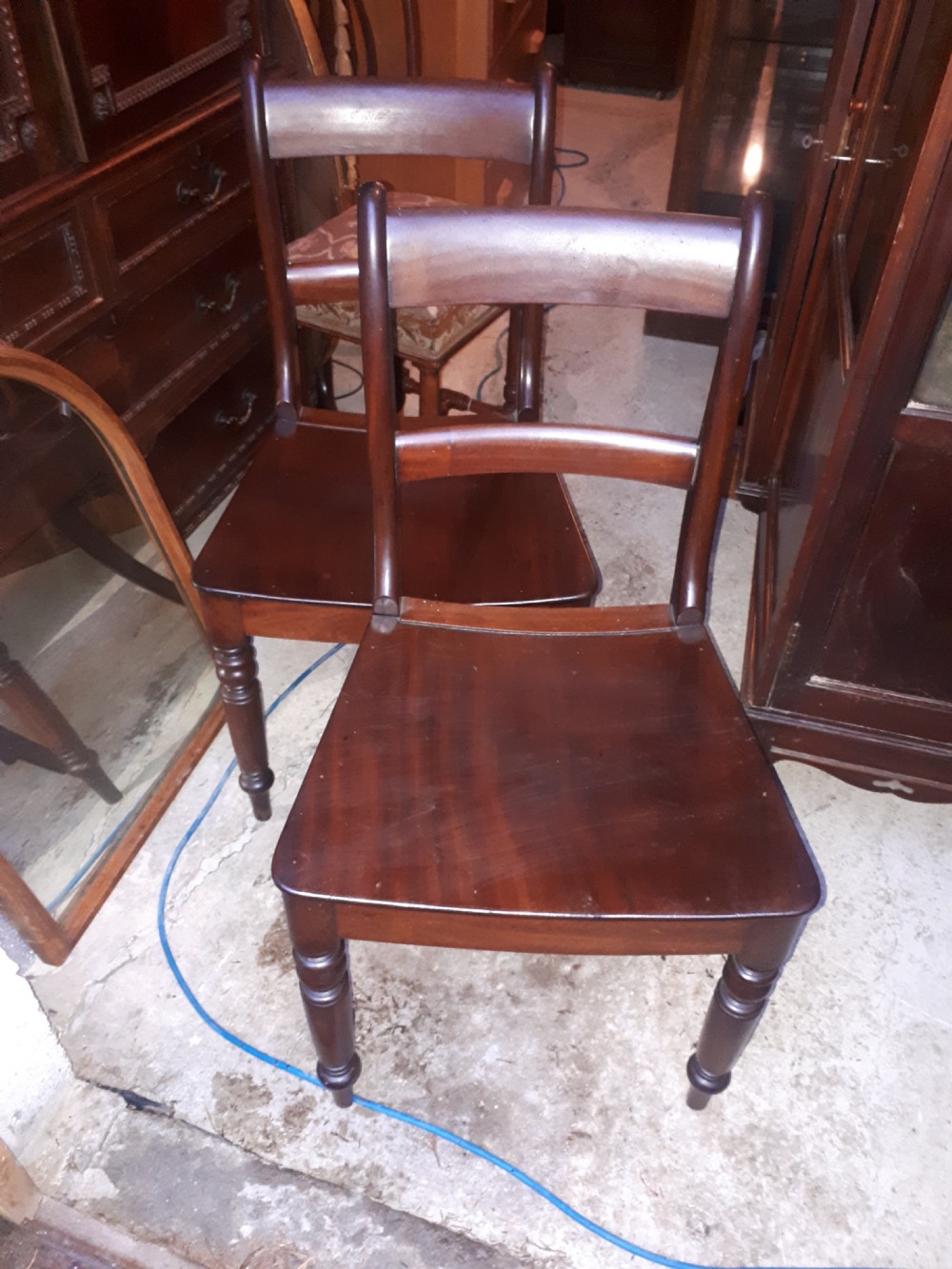 Good set of Regency mahogany all wood dining chairs  View II