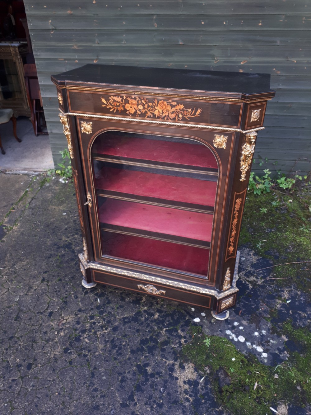 Large 19th century inlaid pier cabinet  View II