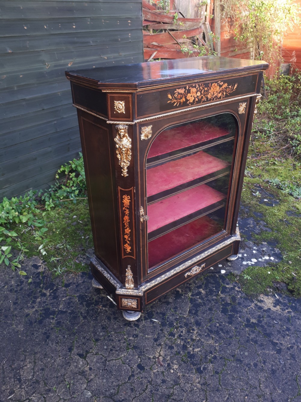 Large 19th century inlaid pier cabinet  View III