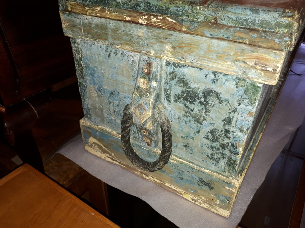 Early Victorian Naval sea chest with oak name plaques . View IV