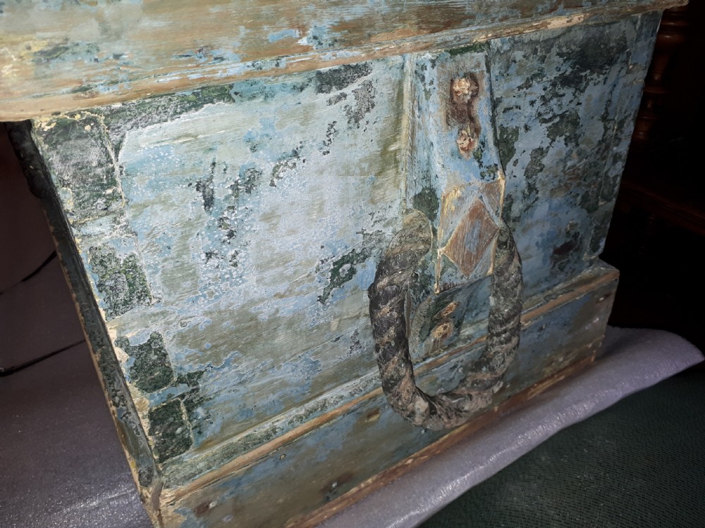 Early Victorian Naval sea chest with oak name plaques . View V