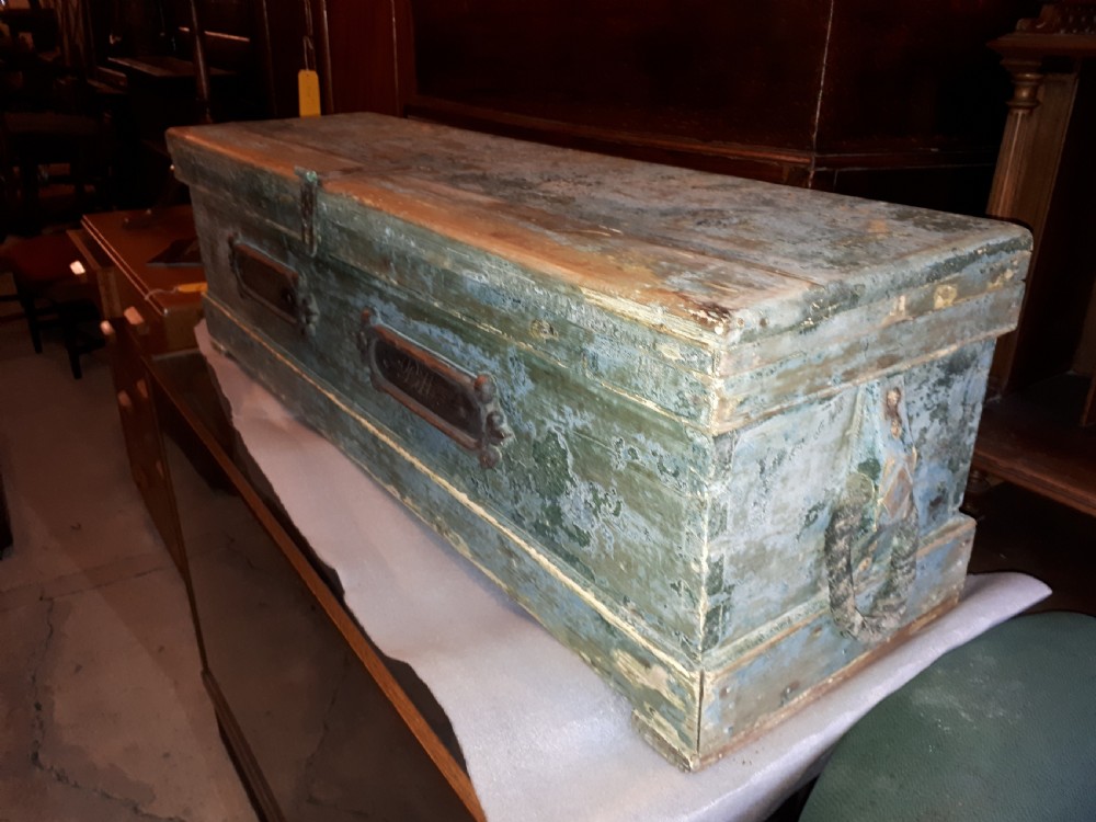 Early Victorian Naval sea chest with oak name plaques . View VI