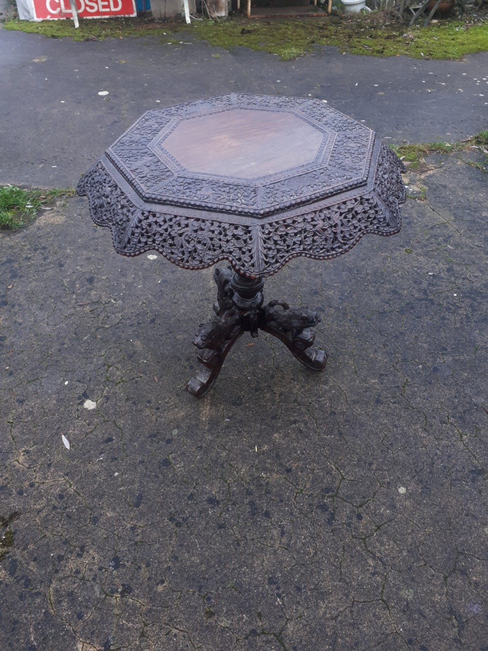 Carved Anglo Indian occasional table  View III