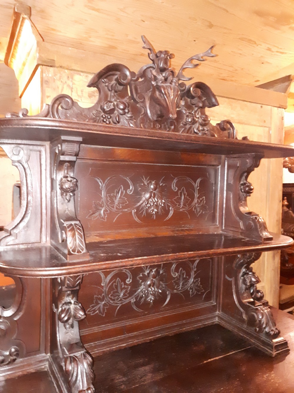 19th century carved oak side cabinet View V