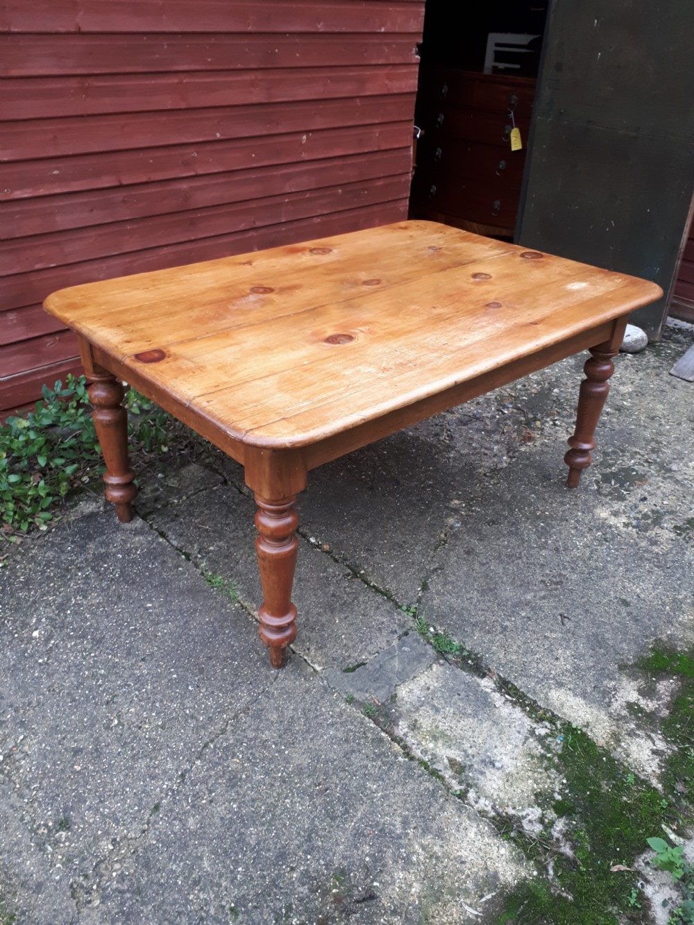 Practical 8 seater pine kitchen dining table.