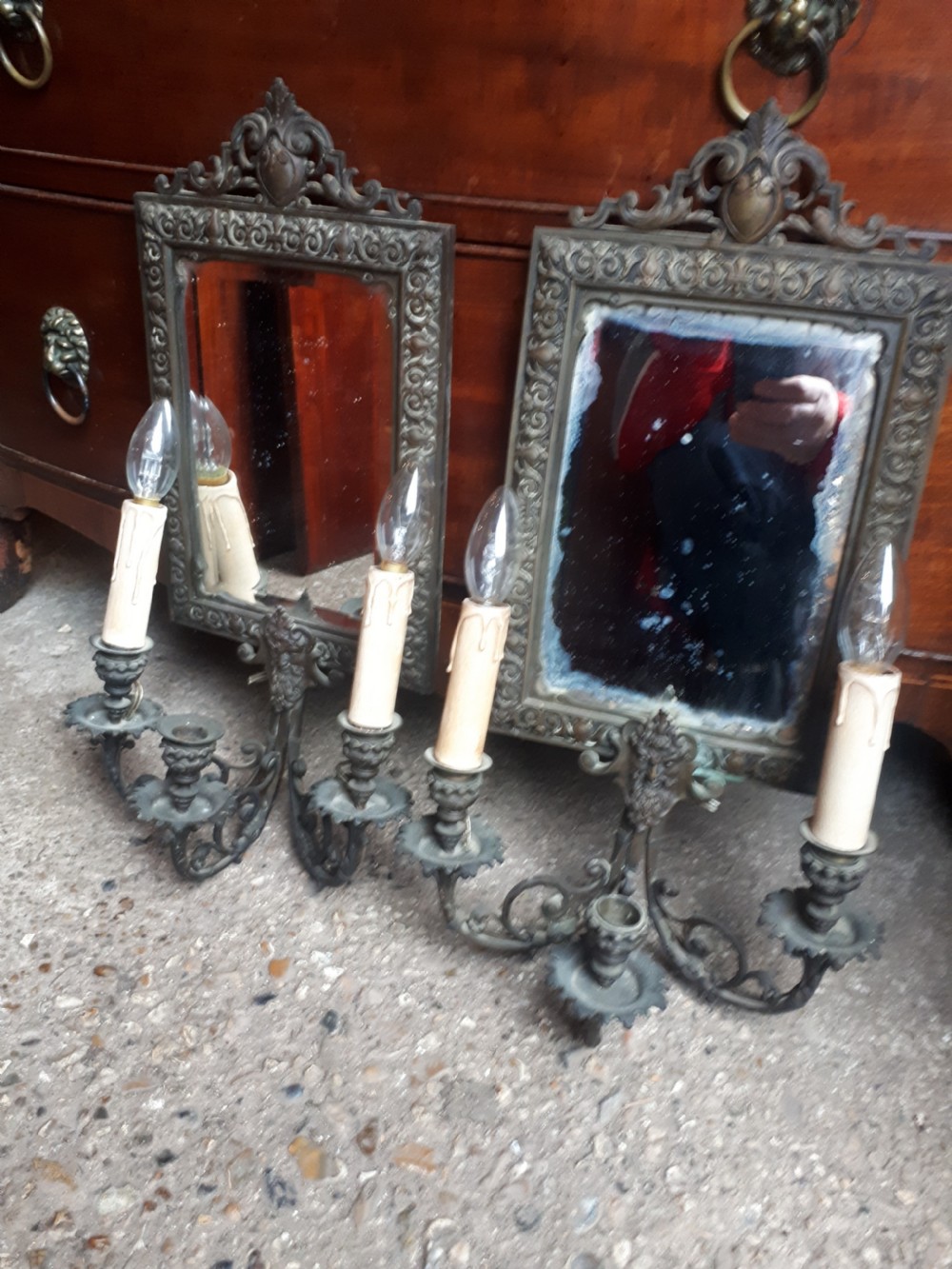 Pair of mirror wall sconces 
