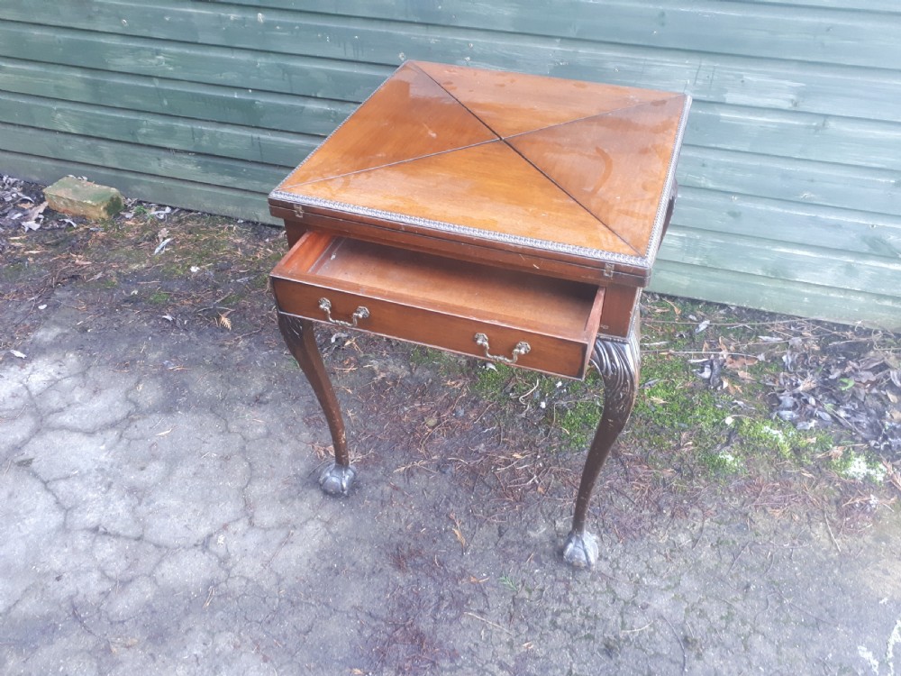 Edwardian folding games table View II