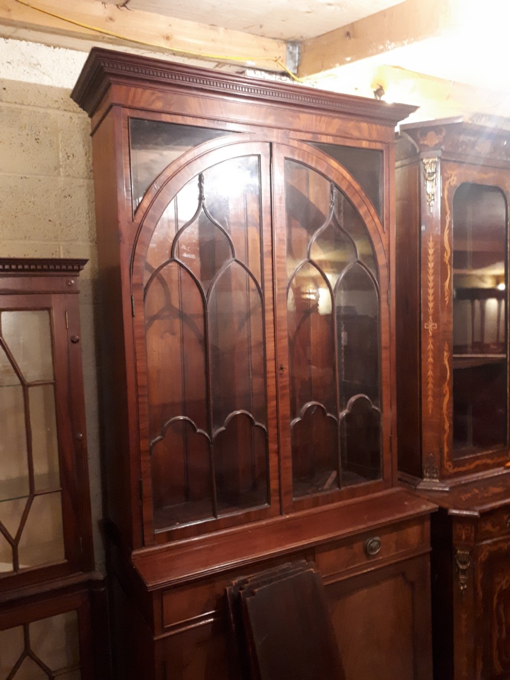 Edwardian mahogany library bookcase cabinet  View II