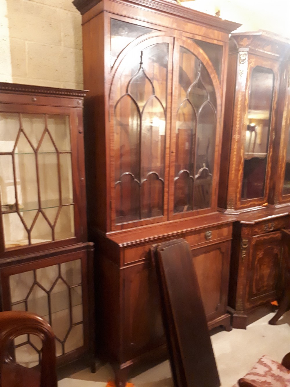 Edwardian mahogany library bookcase cabinet  View III