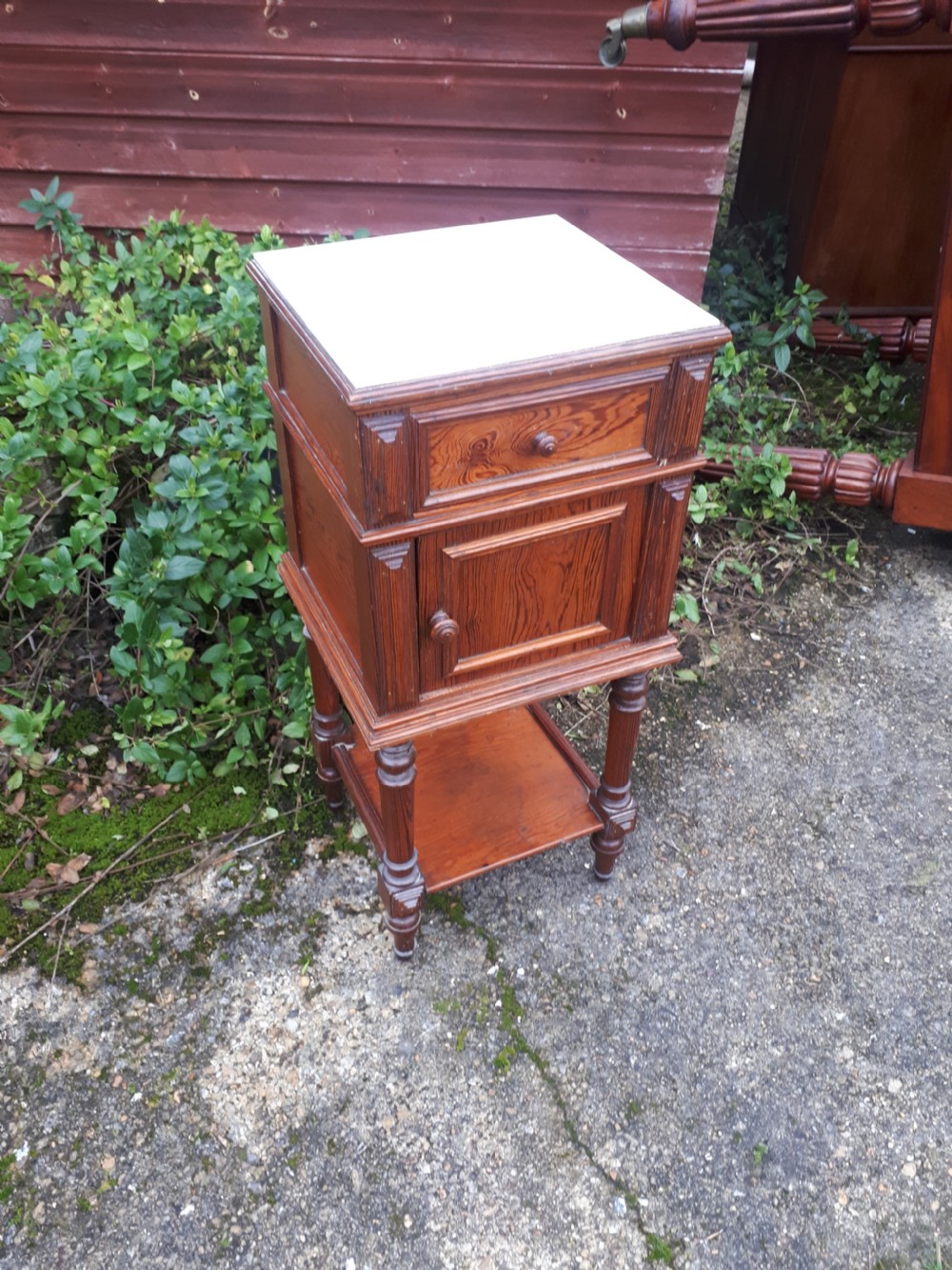 Late 19th century pitch pine bedside cabinet 