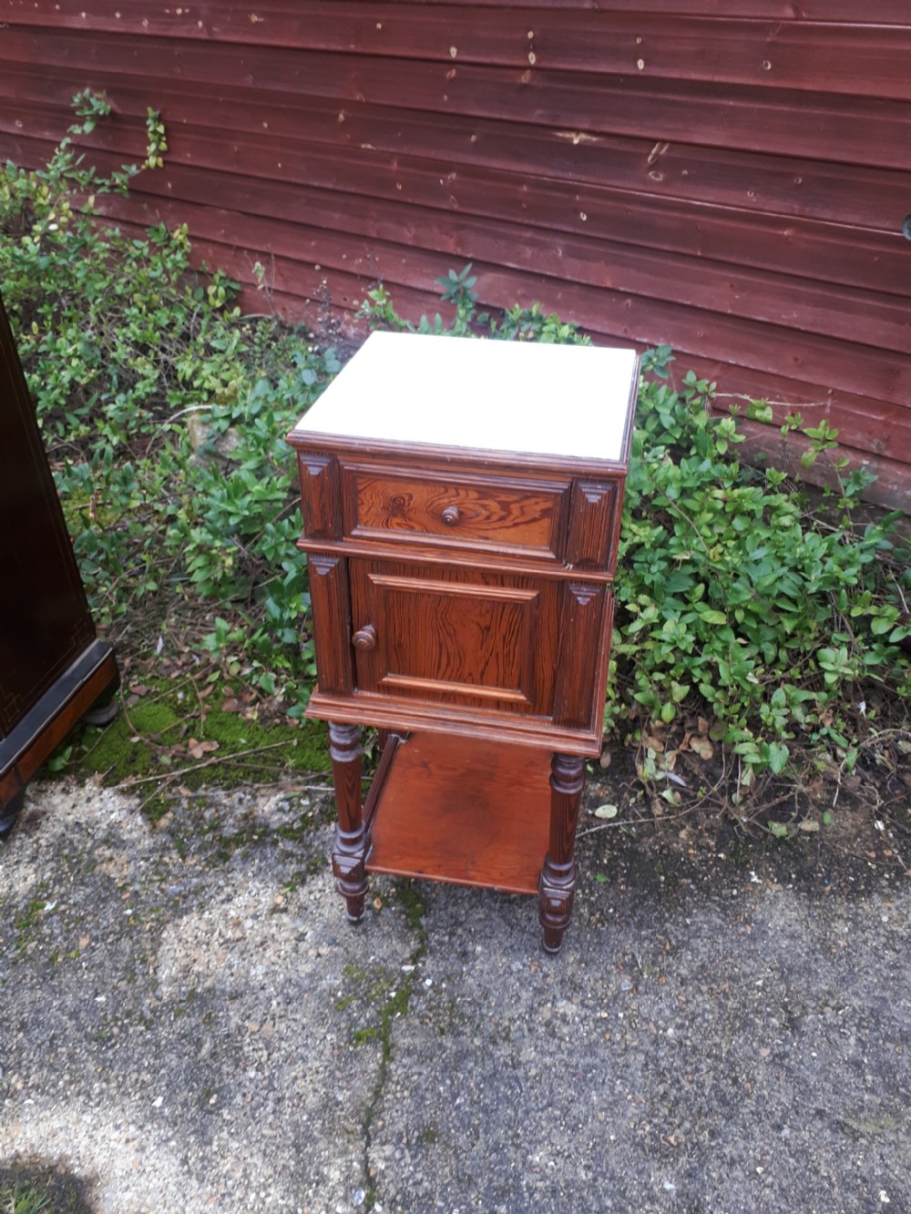 Late 19th century pitch pine bedside cabinet  View II