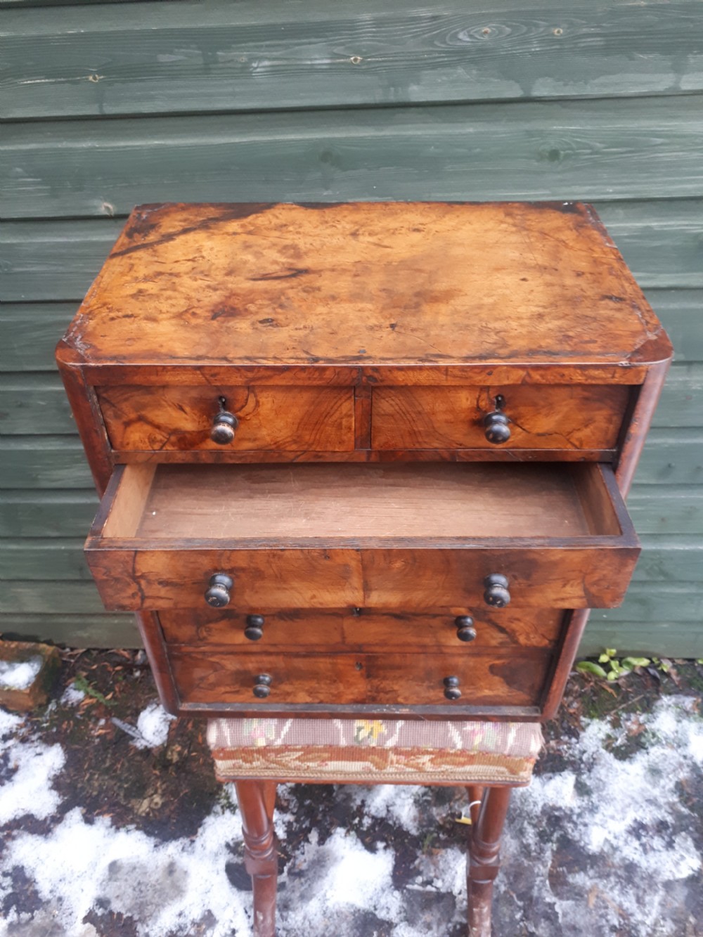 Victorian  burr walnut collectors  chest View III