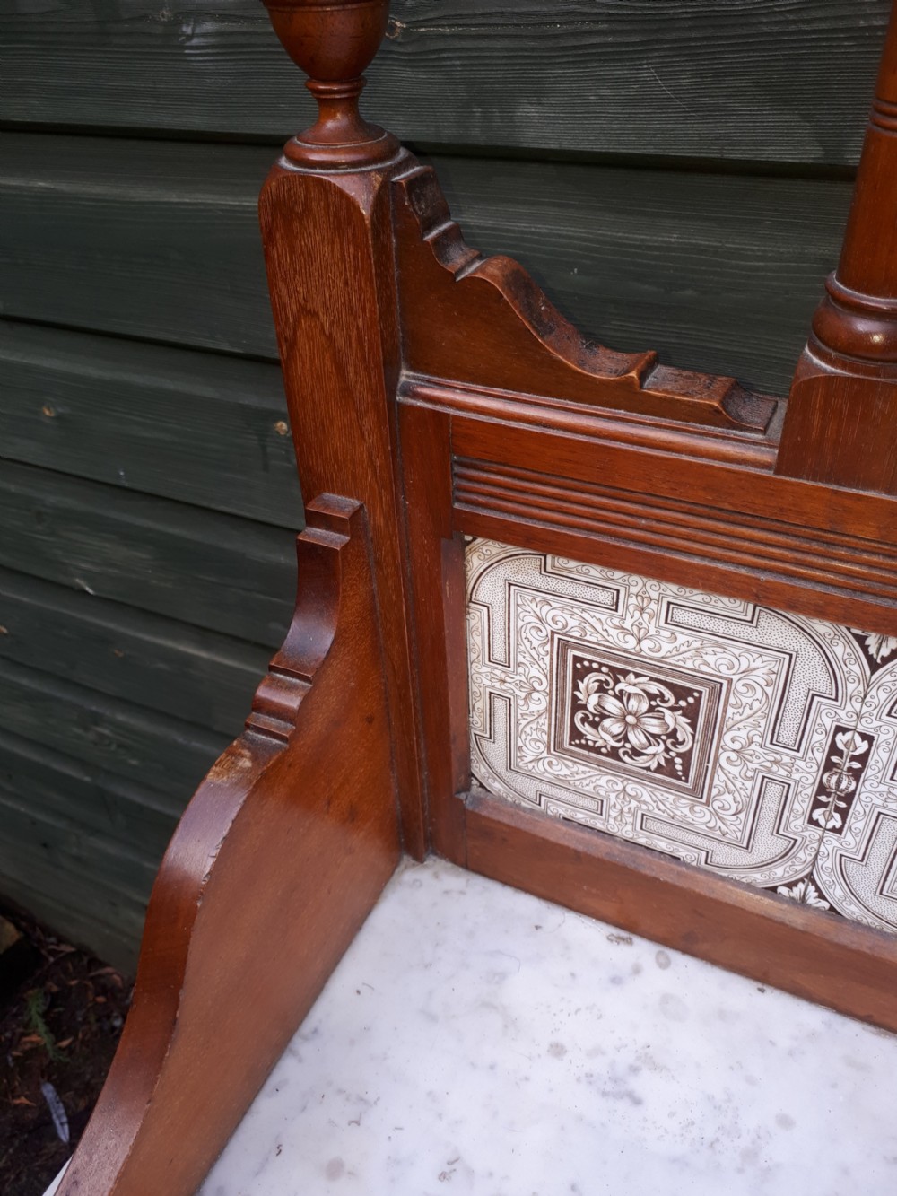 Neat late Victorian marble top hall table.Makers stamp. View III
