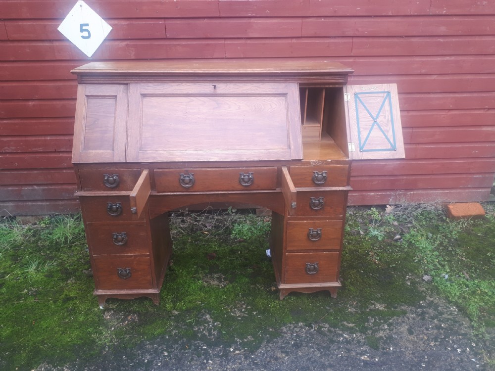 Edwardian  oak writing desk.  View VI