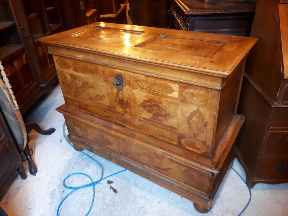 Antique  inlaid coffer chest