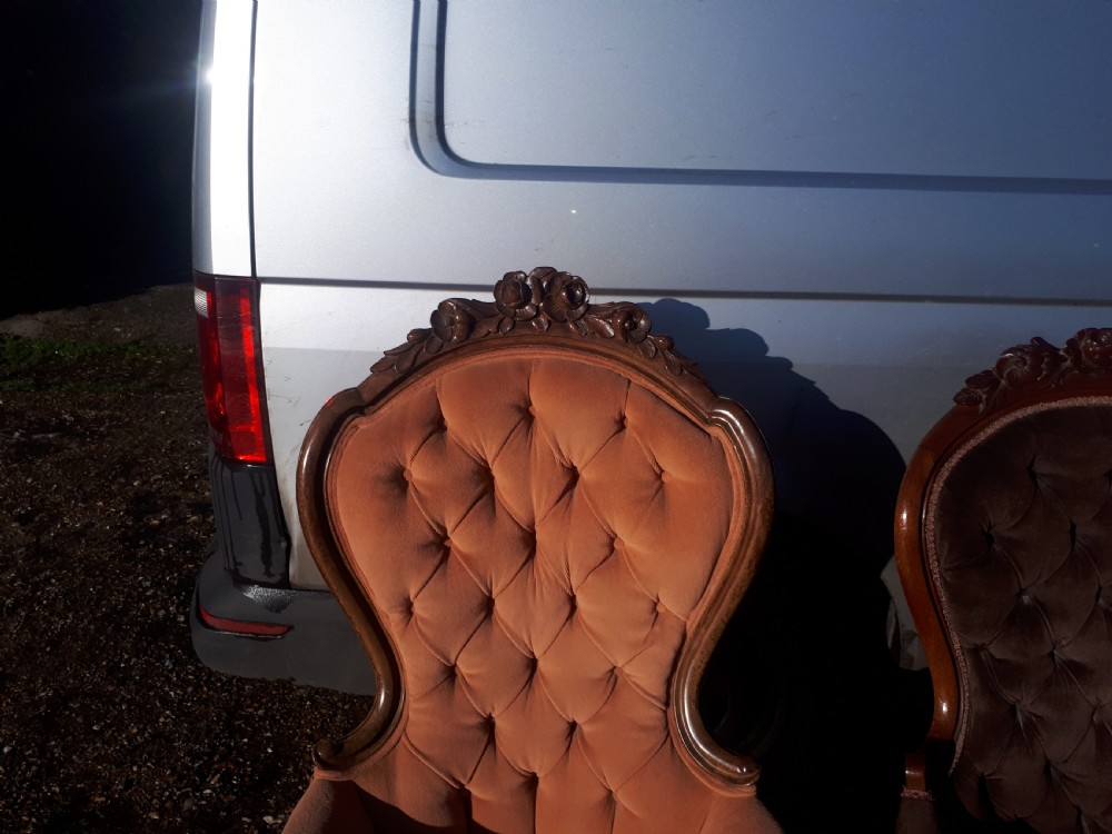 2 late 19th century mahogany frame armchairs .£145 each. View III