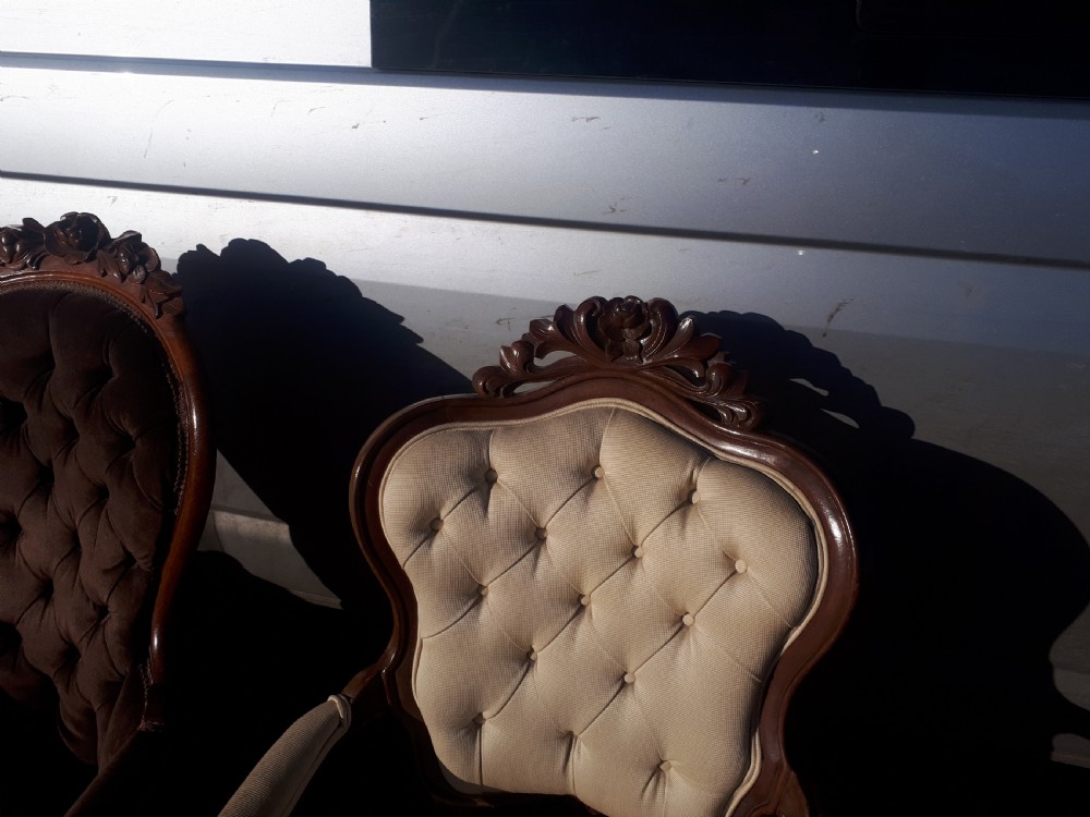 2 late 19th century mahogany frame armchairs .£145 each. View V