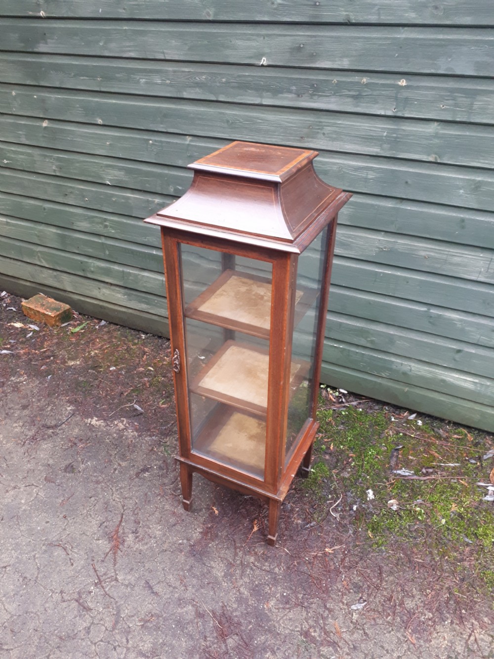 Edwardian inlaid mahogany mahogany pedestal display cabinet 