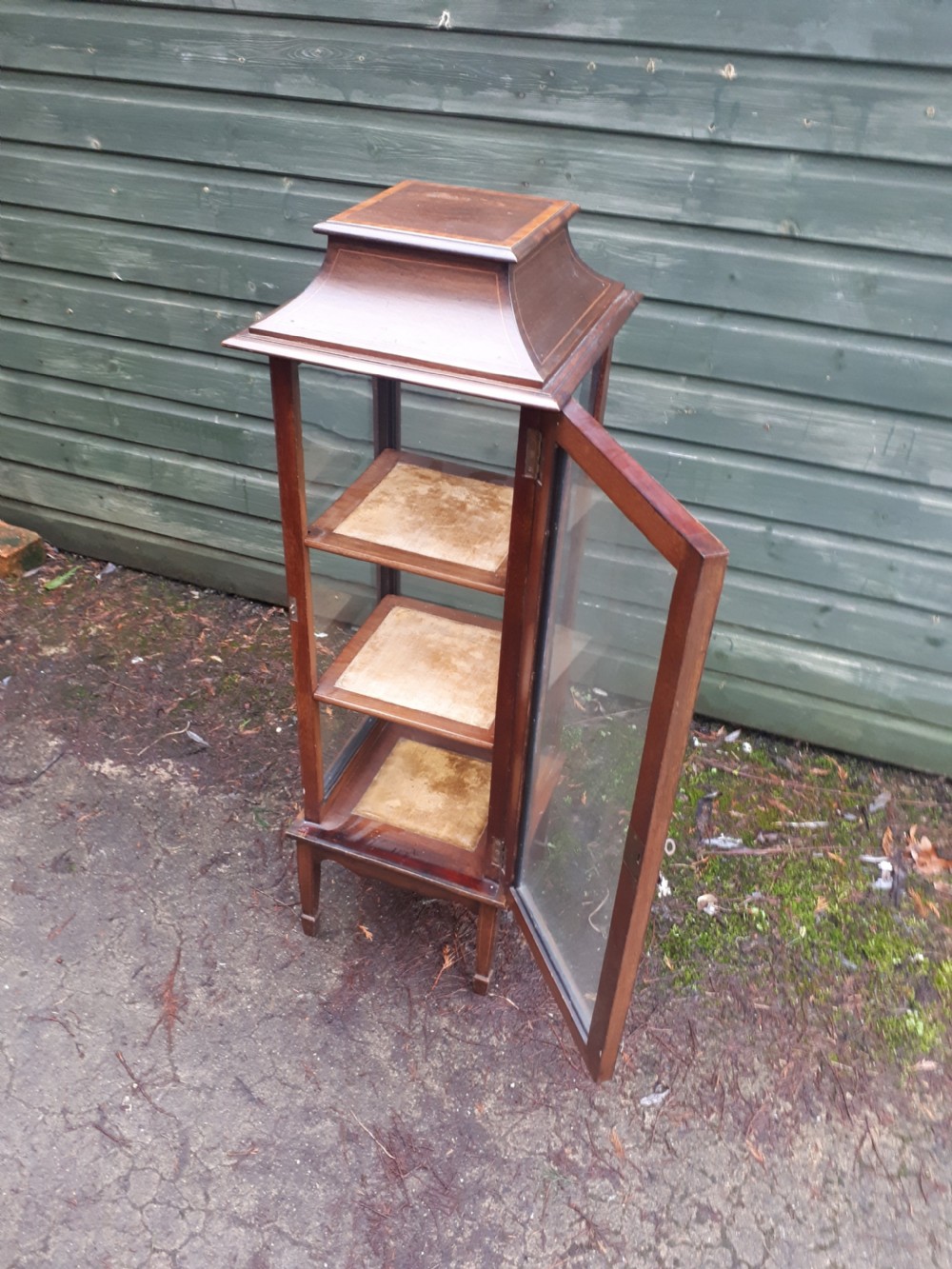 Edwardian inlaid mahogany mahogany pedestal display cabinet  View III