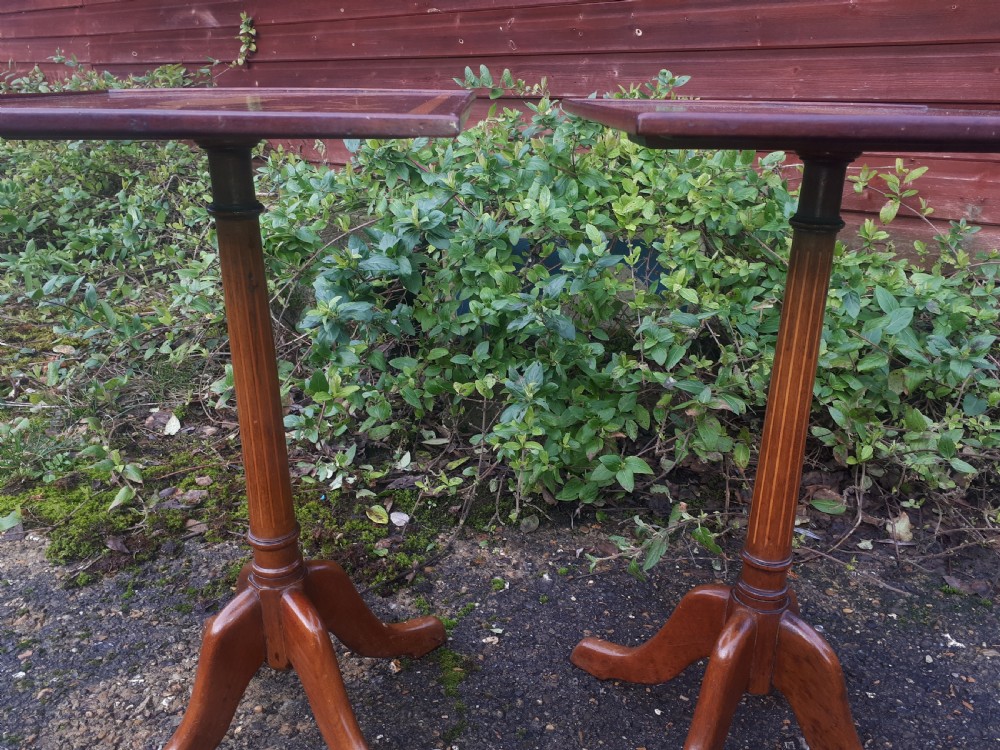 Pair of Edwardian inlaid mahogany mahogany occasional tables  View III
