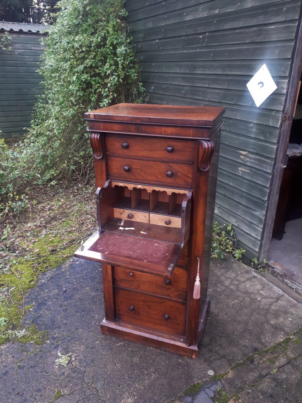 Early Victorian rosewood secretaire Wellington Chest 
