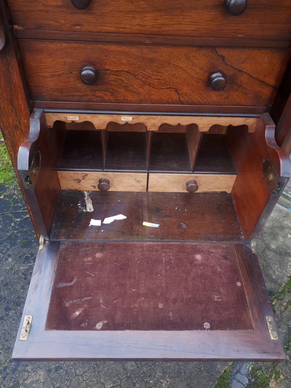 Early Victorian rosewood secretaire Wellington Chest  View II